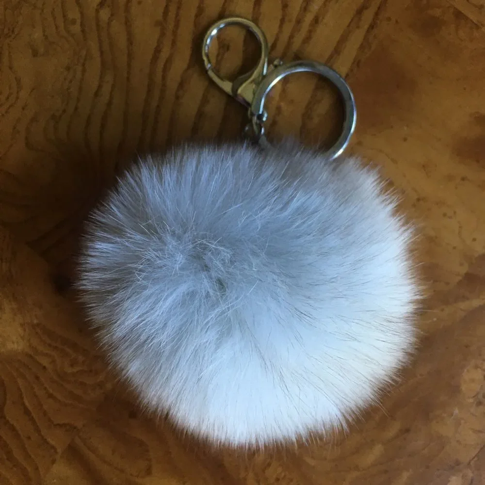 WHITE POM Key Ring and Latch